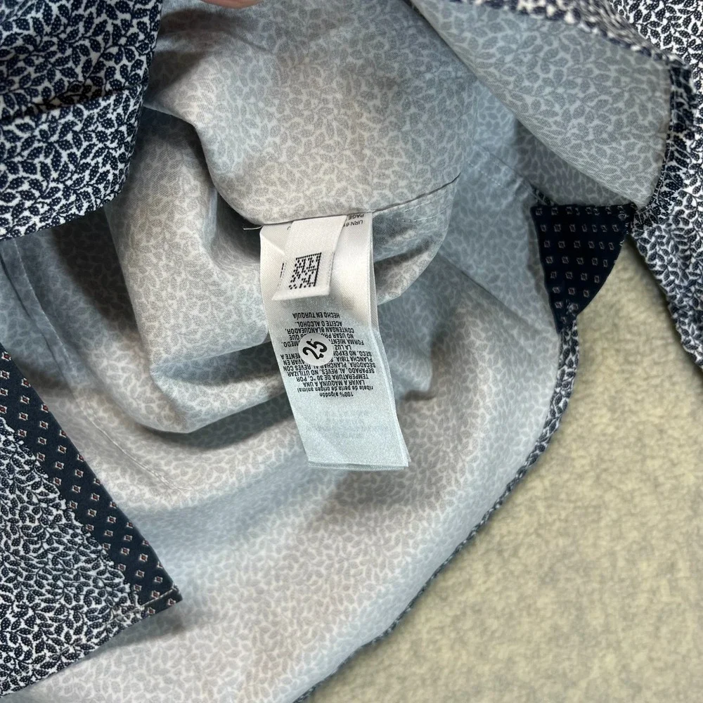 Ted Baker London‎ Mens Button-Up Shirt Blue White Classic Micro Leaf Print 6/2XL
